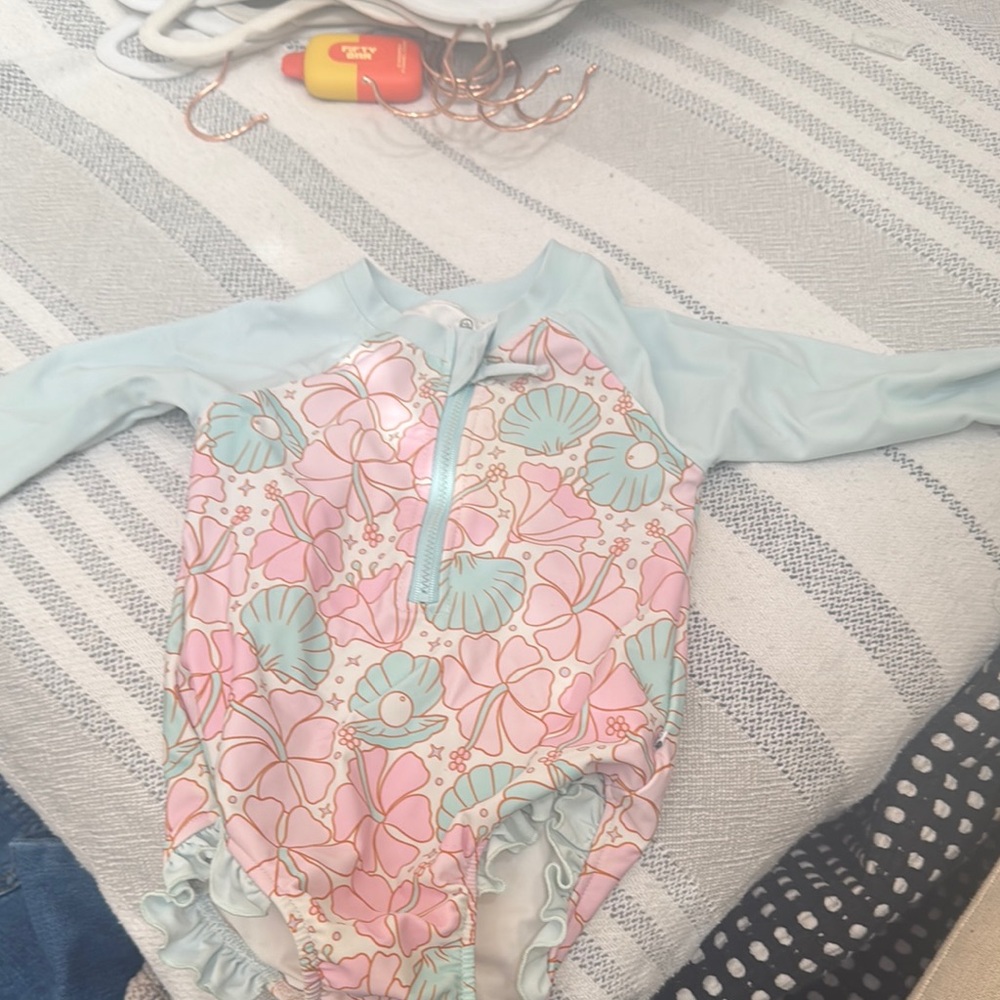 Caden lane like new Floral Kids Swimwear - Pink and Blue